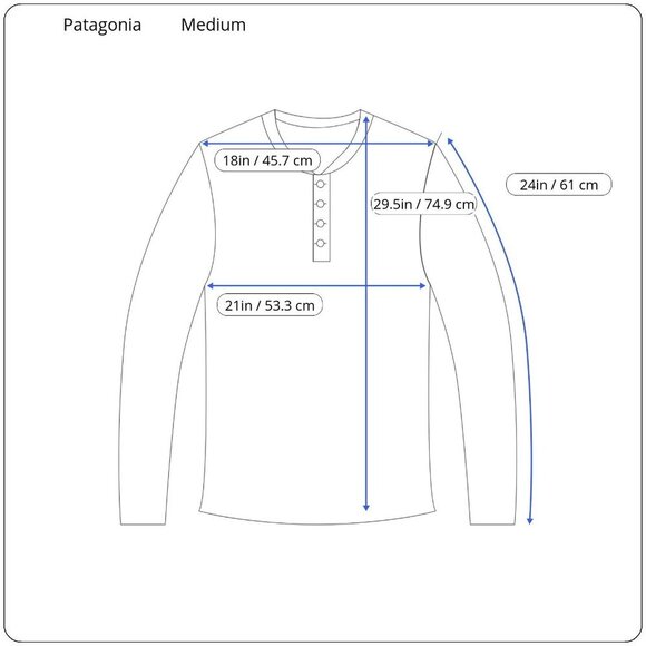 Patagonia Capilene M Medium Blue Long Sleeve Fleece Henley Shirt Made In USA - Picture 2 of 6